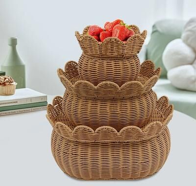 Multicon Wholesale Hub Premium Decorative Rattan Storage Baskets With Lids Stylish Home Organization Set Premium Decorative Rattan Storage Baskets With Lids Stylish Home Organization Set