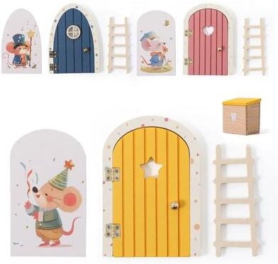 Uplift Essentials Handcrafted Wooden Miniature Fairy & Elf Door pink