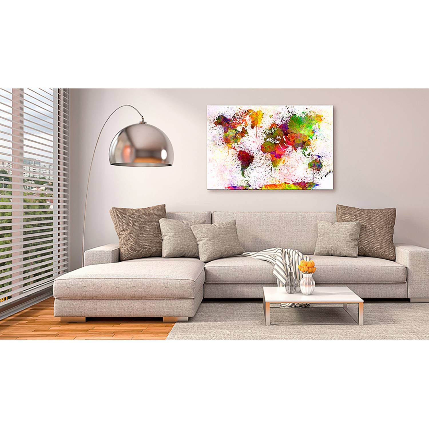 home24 Artistic World Abstracte Wanddecoratie op Canvas, Multicolore, Breedte: 60 cm, Hoogte: 40 cm
