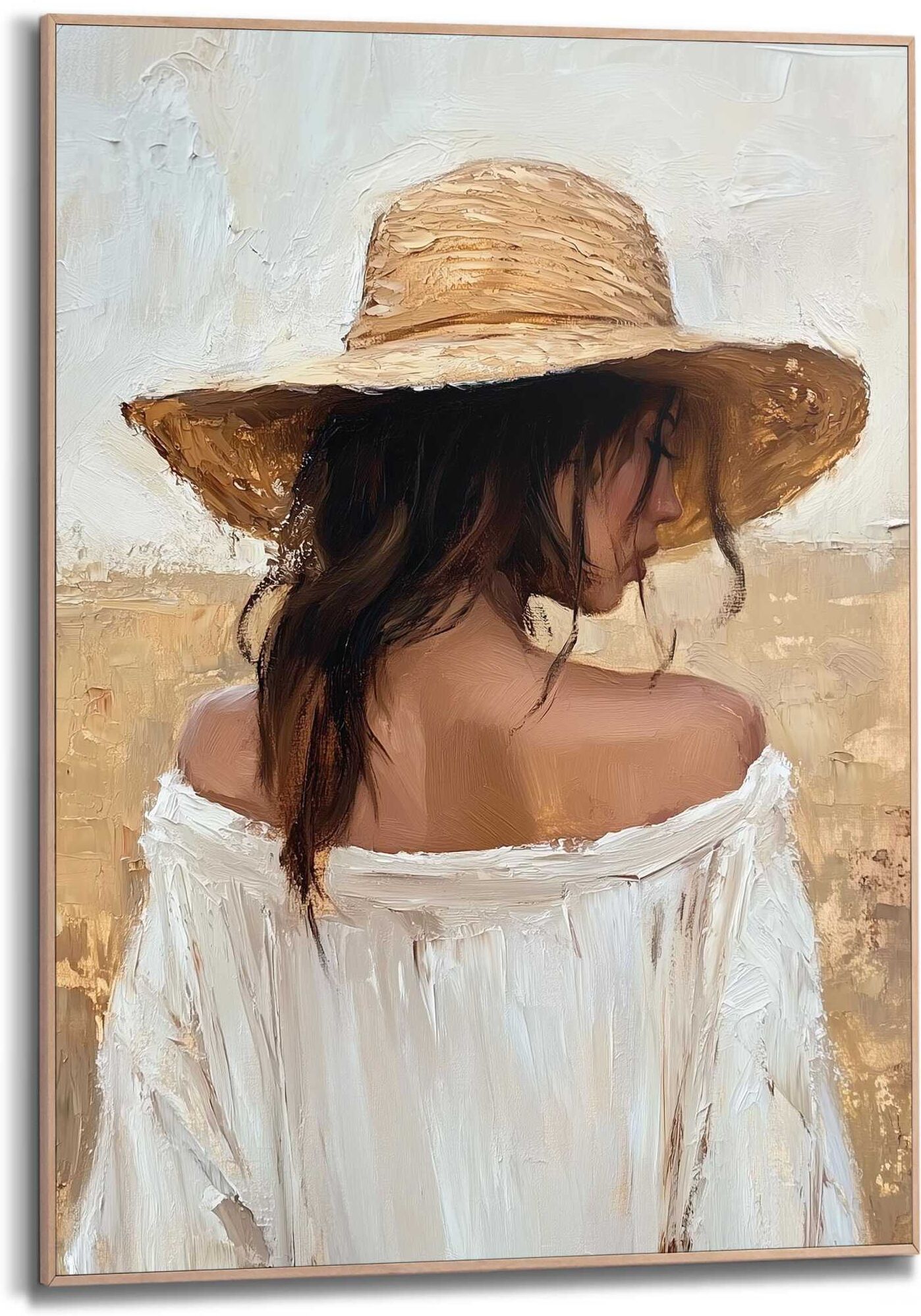 Reinders! Poster REINDERS "Summer Lady", beige (farbe bild(er): beige), B:50cm H:70cm T:2,2cm, Bilder, Poster, Schlafzimmer - Frau - Strohhut - Beige - MDF - Menschen - 50x70 cm farbe bild(er): beige B/H/T: 50cm x 70cm x 2,2cm