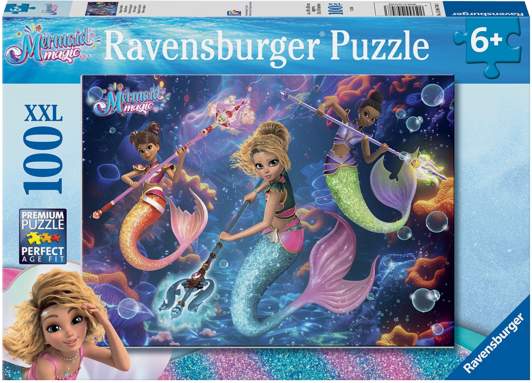 Ravensburger Mermaid Magic 100-Piece XXL Jigsaw Puzzle for Kids, 49 x 36 cm