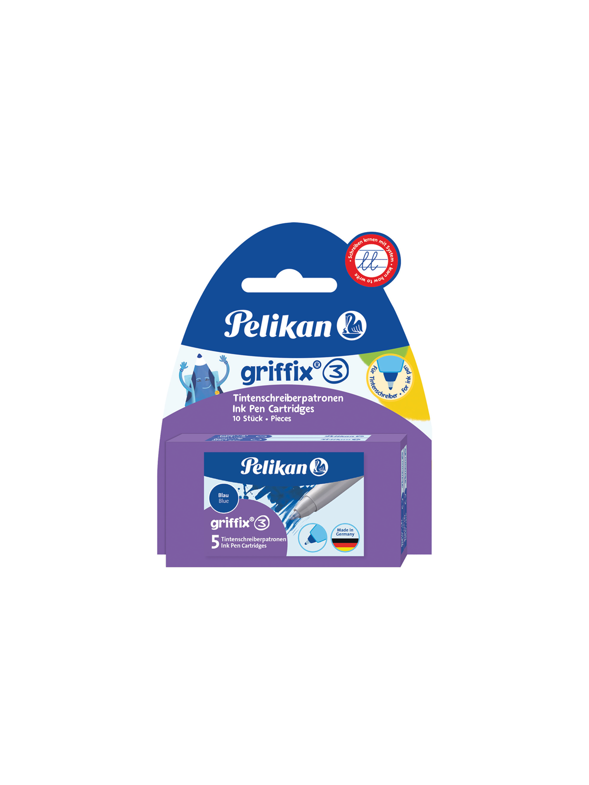 Pelikan Tintenschreiberpatronen Griffix Blisterverpackung mit 2 x 5 Tintenschreiber-Patronen Blau