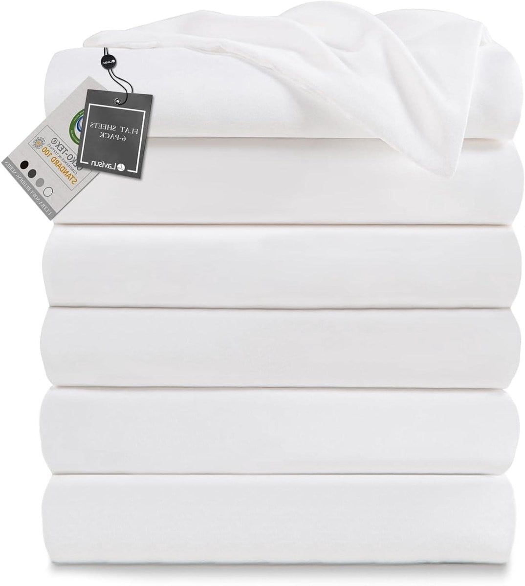 Set van 6 witte kingsize bedlakens van geborstelde microvezel