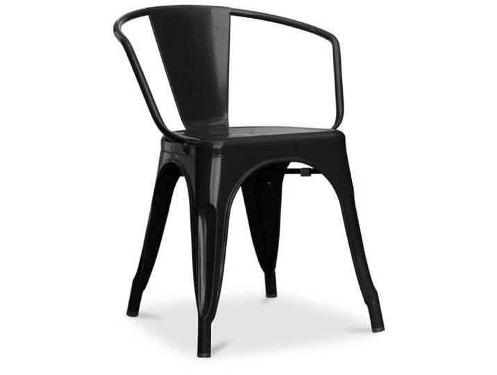 Chaise de salle à manger avec accoudoir Bistrot Metalix design industriel en Métal - Nouvelle édition Noir