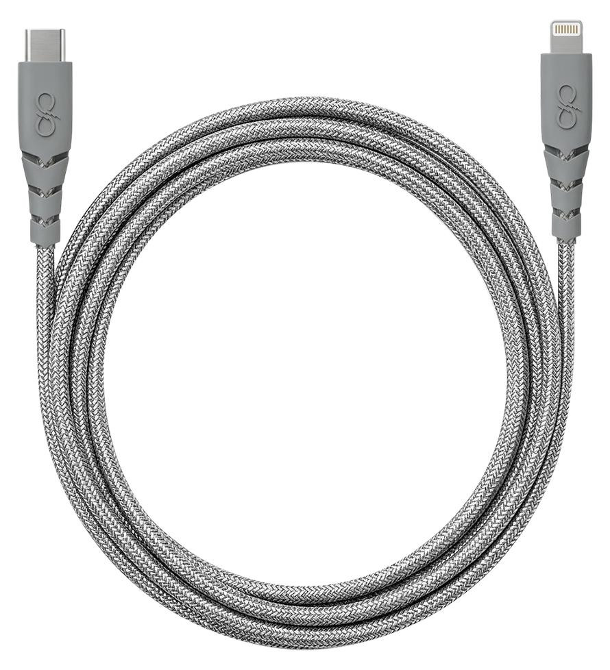 Force Power USB-C/Lightning-kabel, 3 meter, 3A, grijs