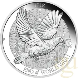 2 Unzen Silbermünze Piedfort Australien Friedenstaube 2018 - End of World War I