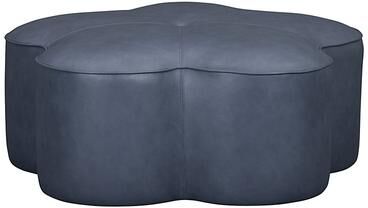 Parker Leather Ottoman - Blue - Ballard Designs