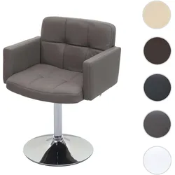 Esszimmerstuhl Orlando, Küchenstuhl Drehstuhl Stuhl, Kunstleder Chrom ~ taupe-grau