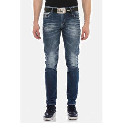 Regular-fit-Jeans CIPO & BAXX "Jeans", Herren, Gr. 38, Länge 34, blau, 81% Baumwolle, 17% Polyester, 2% Elasthan, unifarben, Basic, regular fit lang, Jeans, in legerem Regular Fit-Schnitt, CD544