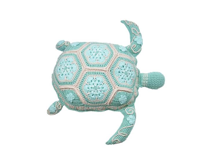 Coussin tortue crochet - turquoise - intérieur