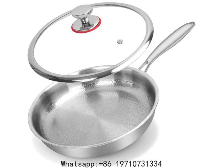 Poêle à frire en acier titane, poêle antiadhésive avec couvercle, marmite en alliage de titane non revêtue, motif écaillé de poisson, ustensiles de cuisine