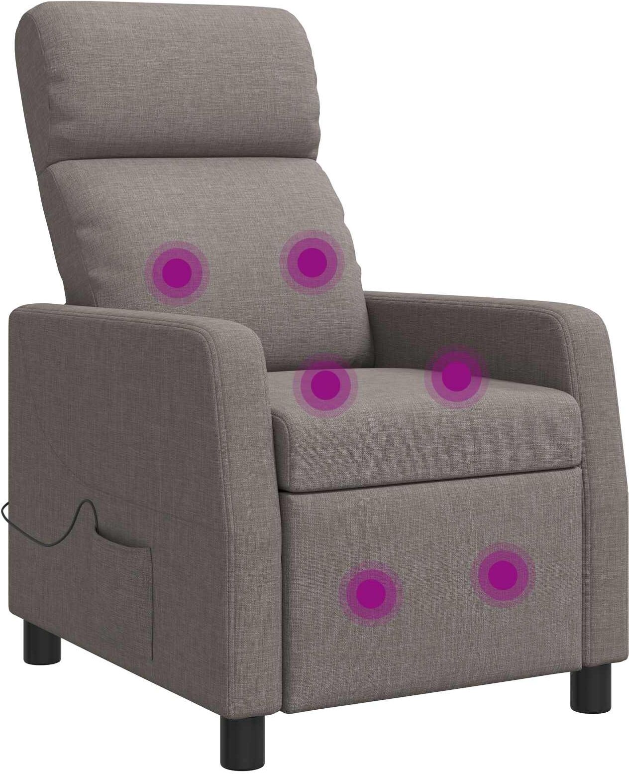 vidaXL Fauteuil de massage inclinable Taupe Tissu