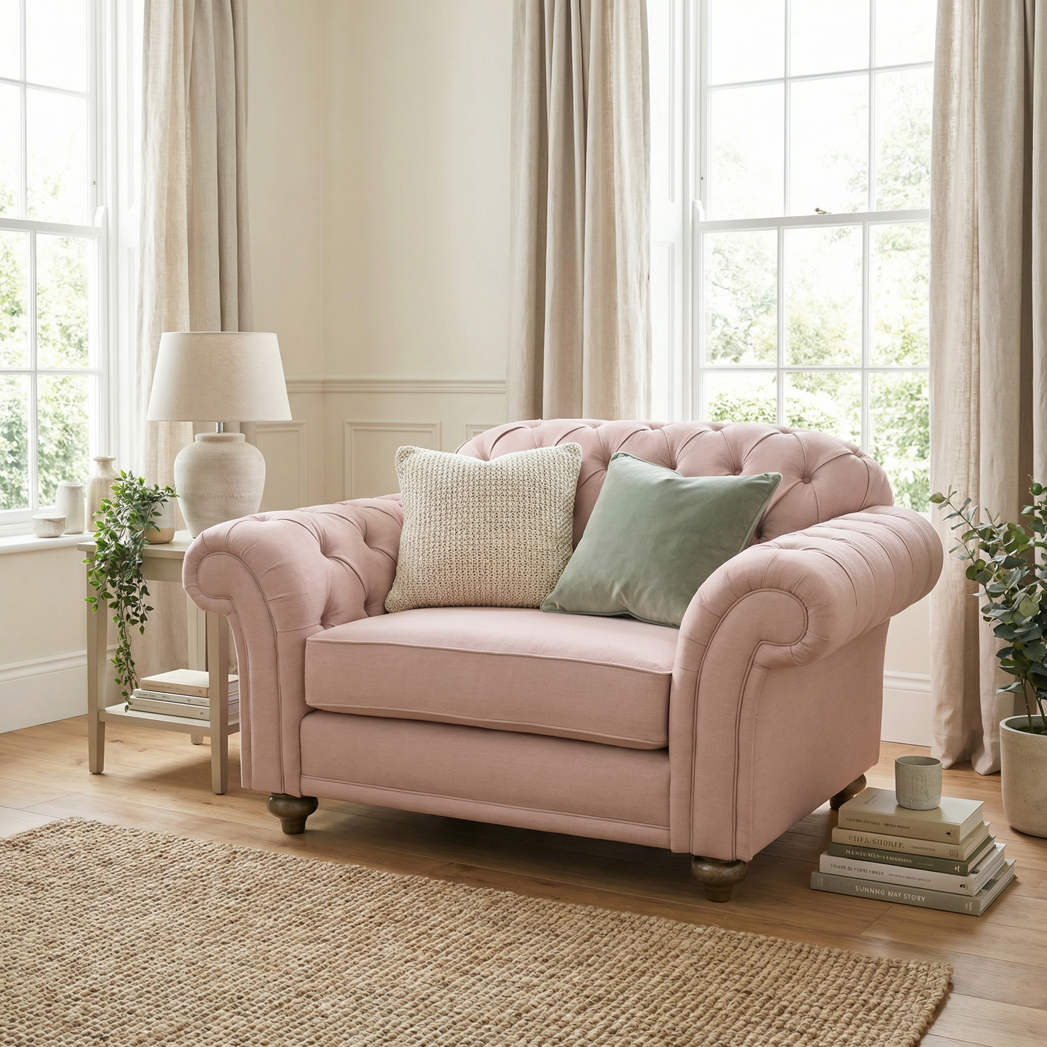 Sofa Style Chesterfield Loveseat in Dusky Pink