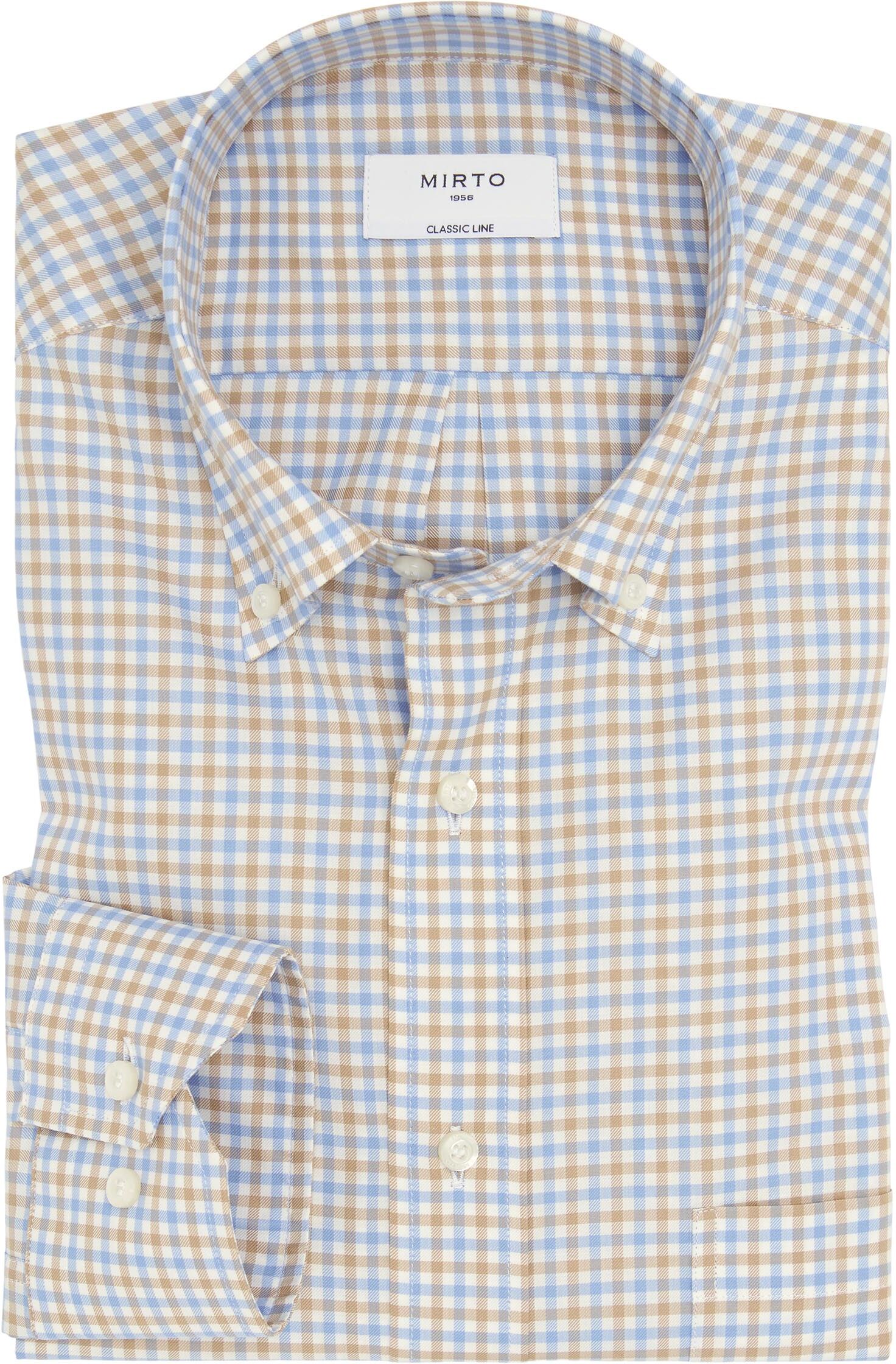 MIRTO Camisa casual cuadro camel y azul estructura en diagonal-XL /  5 Hombre