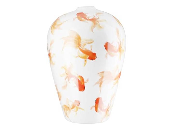 GILDE Vase Neon - Keramik - weiß - Höhe 30cm x Ø 20cm - Fischmotiv - bauchige Dekovase - wasserdicht