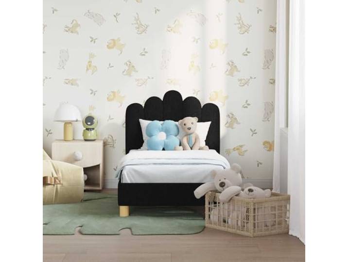 KTHLBRH Bettgestell für Kinder, schwarz, 70 x 140 cm Technisches Holz, Lattenrost inklusive, niedriges Design, einfache Montage, 140 kg