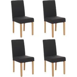 4er-Set Esszimmerstuhl Stuhl Küchenstuhl Littau ~ Textil, schwarz, helle Beine