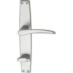 Grundmann, Türgriff + Türgarnitur, Türbeschlag WG 1000 Favorit auf Schild WC 90 Aluminium poliert (Türgarnitur)
