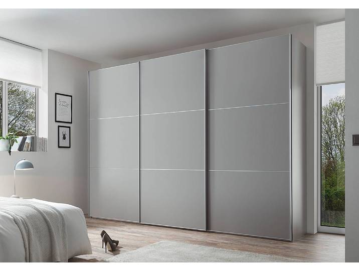 Schwebetürenschrank Includo Typ A 298cm Grau/Silbergrau Premium Silber