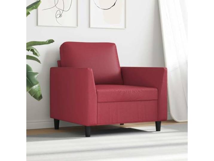 KTHLBRH Roter Sessel Weinrot 60 cm aus Kunstleder Metallgestell, gepolsterte Armlehnen, 110 kg Tragkraft, modernes Design