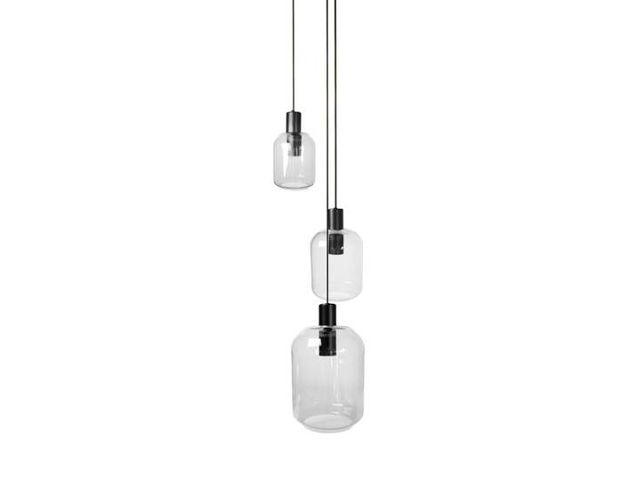 Lustre métal H120cm noir Abatjour transparent