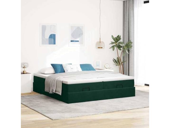 KTHLBRH Boxspringbett 180 x 200 cm Samt mit 2 Matratzen Hydraulischer Aufzug, Taschenfedern, 2 Matratzenschoner inklusive, Lattenrost