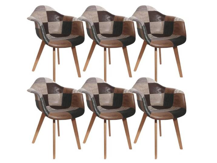 MELO - Lot de 6 Fauteuils Scandinaves Aspect Vieux Cuir