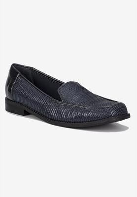 Extra Wide Width Women's Willa Slip On Loafer by Roamans in Black Patent (Size 6 WW)