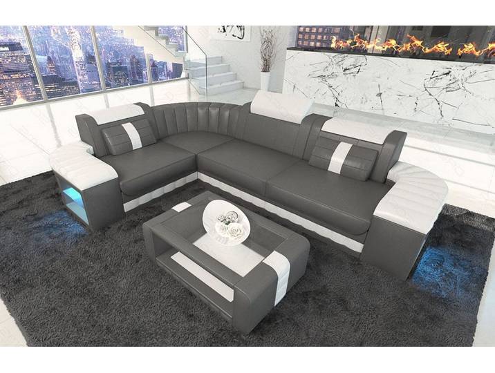 Mini Sofa Bergamo L-Form in Leder