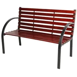 Lex Parkbank Tannenholz Gartenbank Sitzbank Holz Metall Terrasse Balkon 122x80cm : Natur braun