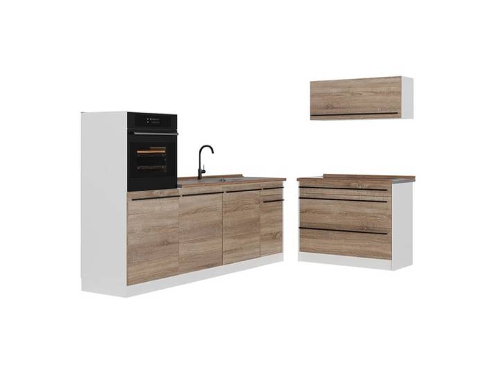 Cuisine R-Line 220cm sans plan de travail Sonoma/Blanc Vicco 67456