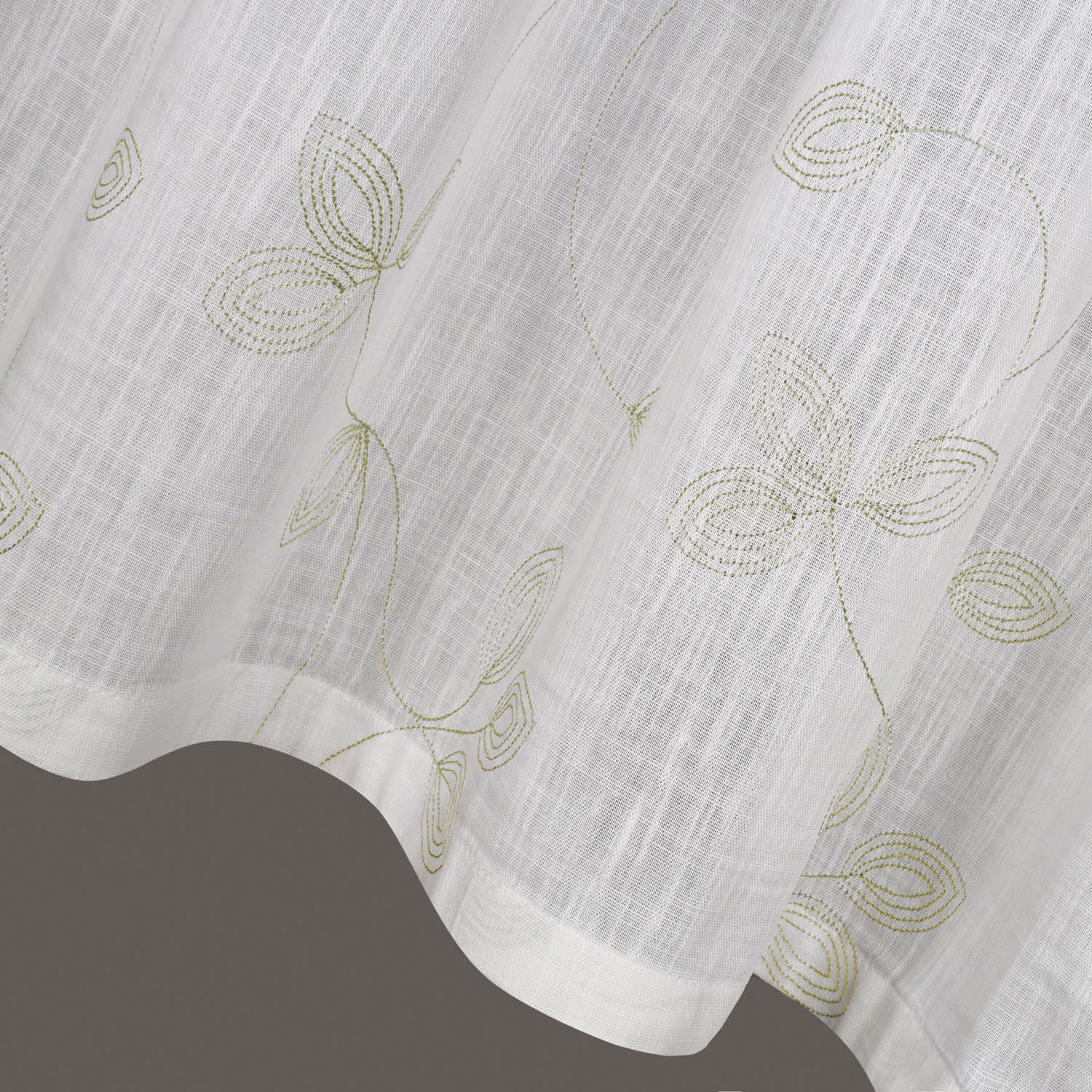 Scheibengardine GERSTER "Galina" Gr. 1, grün (grün, sanftes weiß), B:150cm H:50cm, Voile, Baumwolle, Gardinen, Scheibengardine, SB-Schlaufenbistro "Galina" Bio BW grün, sanftes weiß 50cm, Schlaufen, 150cm