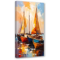 LEINWANDBILD Schiffe Boote im Hafen 50x100cm