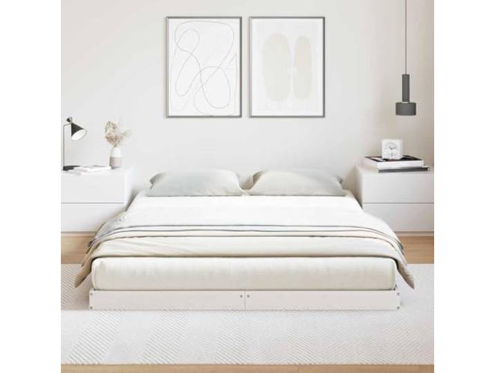 KTHLBRH Bettgestell mit Boden, weiß, 140 x 220 cm, Kiefer massiv Modernes niedriges Design, unterstützt verschiedene Matratzen, einfache Reinigung, einfache Montage