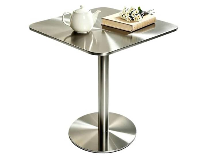 Getränke-Couchtisch, Beistelltische, Bistro-Pub-Tisch aus Edelstahl Thekenhoher Bar-Esstisch, platzsparender Nachttisch, Sofatisch(Square,70x70x95cm)