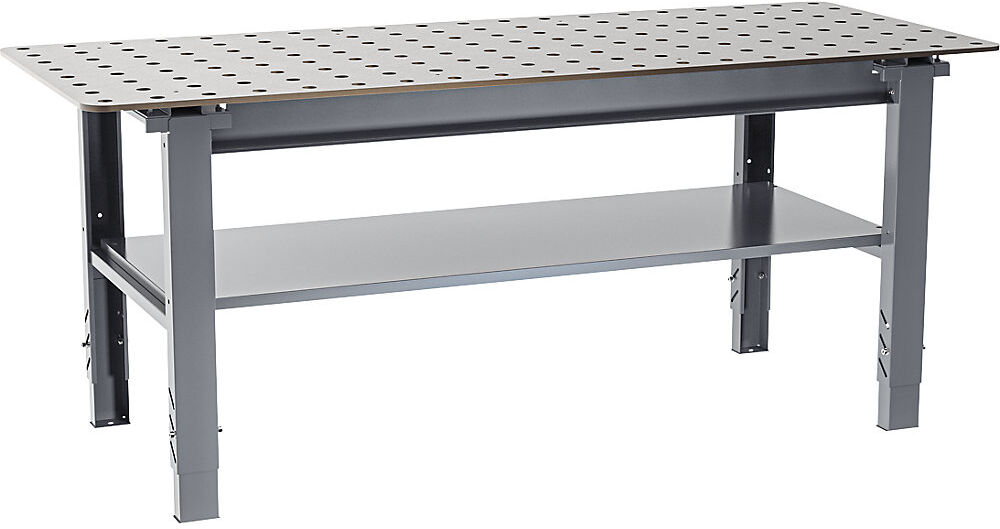 kaiserkraft Schweißtisch, höhenverstellbar, Stahl, BxT 2000 x 800 mm, grau