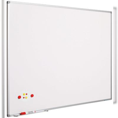PROREGAL Magnetisches Whiteboard Slim | HxB 60x90cm | 8mm-Platte | inkl. Befestigungsmaterial & Stiftablage | Lackierter Stahl | Aluminium/Weiß
