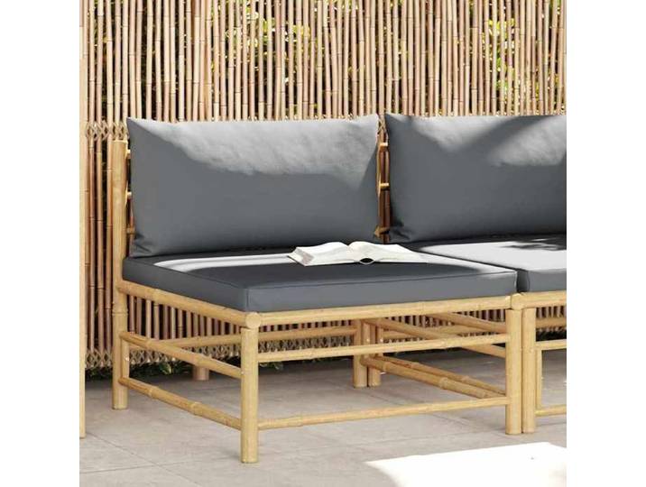 Maison Exclusive - Canapé de milieu de jardin avec coussins gris foncé Bambou