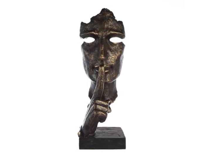 Casablanca Statue Visage Silence\, Résine Bronze 100 cm Une pièce imposante au style affirmé. Trouve sa place au salon comme dans l'entrée. Un bel objet de décoration.