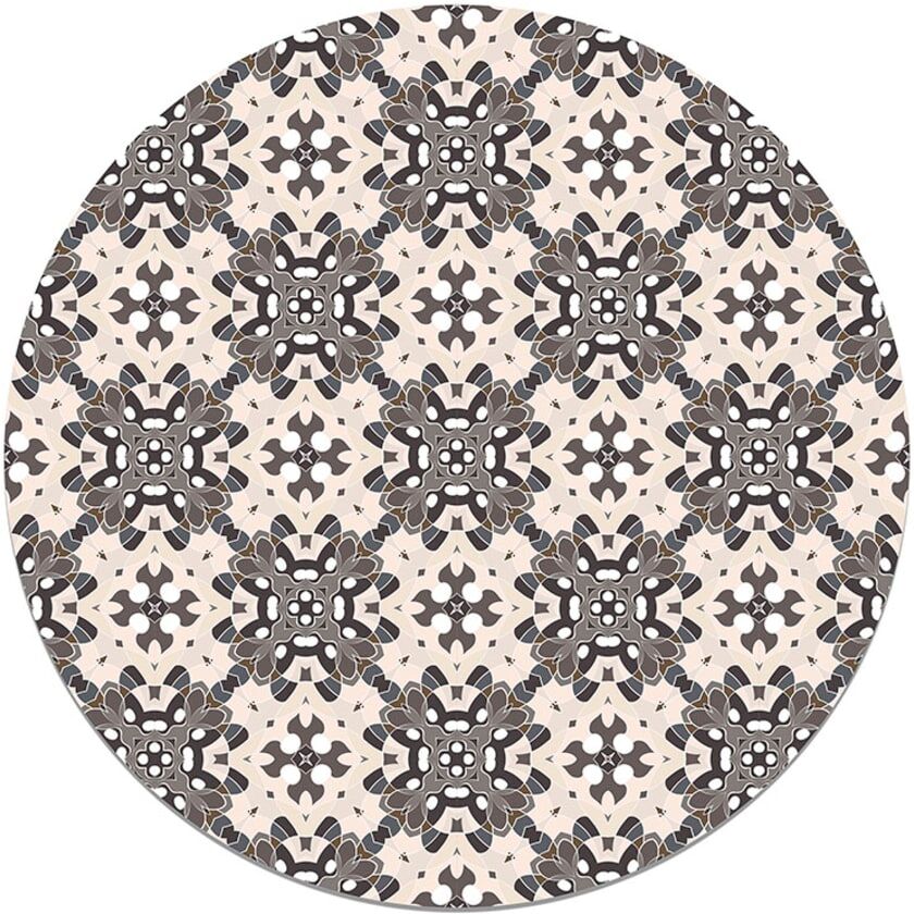 Home and Living Alfombra vinílica redonda azulejo oriental gris 150x150 cm