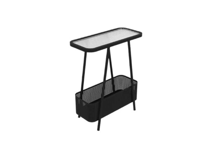 Vielseitig Schmaler Nachttisch aus Schmiedeeisen for den Heimgebrauch Schlafzimmer-Nachttisch-Aufbewahrungsregal, kleiner Beistelltisch(Beige,Mittel)