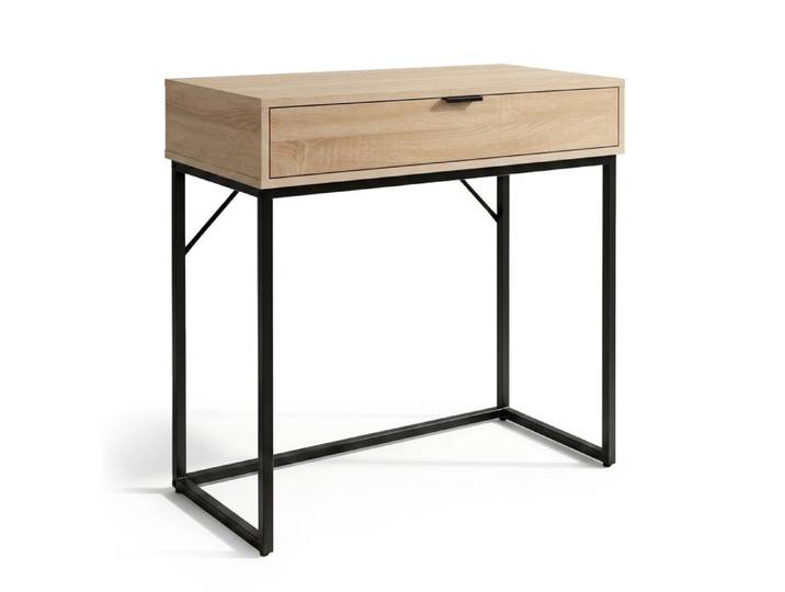 Table console style loft MODENA 1 tiroir 80 cm Chêne Sonoma Pieds noirs