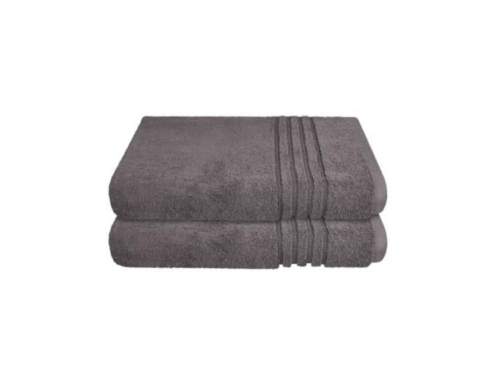 Schiesser Badetuch 2er Set 100% Baumwolle Dunkelgrau Hoch-Tief-Optik 70x140 cm weich & saugstark sorgfältig eingenähter Kordelaufhänger OEKO-TEX® MADE IN GREEN