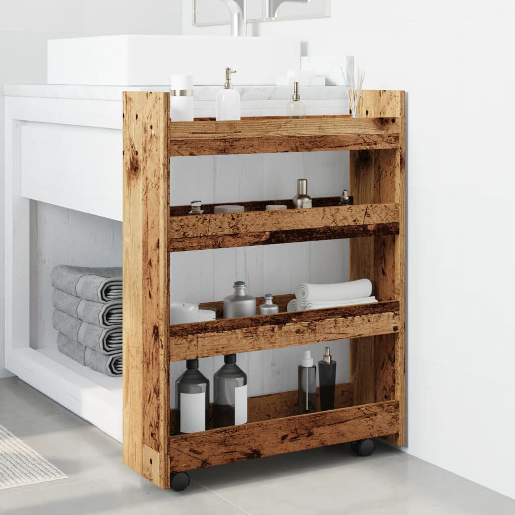 Alpen Home Bar Cart Old wood 82cm H X 60cm W X 20cm D