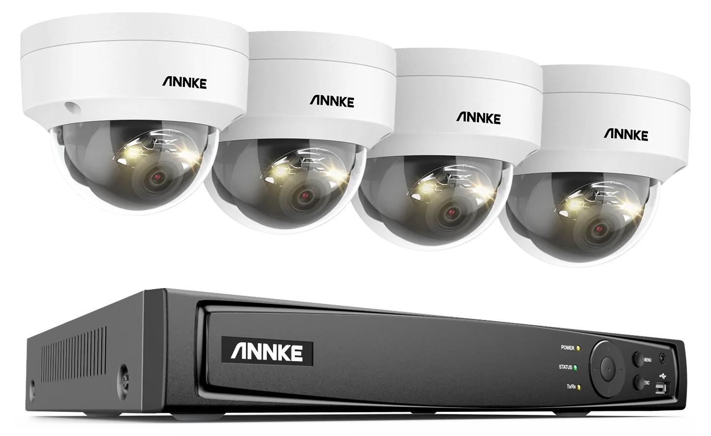 Selius 8-kanaals IP beveiligingsset met 4 camera's, 12MP resolutie en dual-light nachtzicht