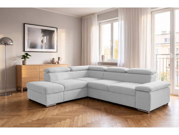 Ecksofa, Polyester, Silber, 272×226 cm, Mit Bettfunktion & Armverstellung, Modern, sit&more