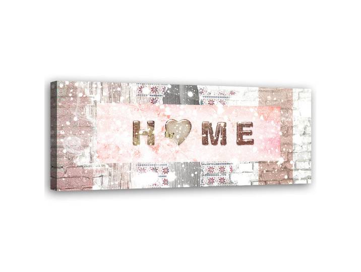 Feeby Wandbild snowy home inschrift, Beige, Stadtarchitektur, Rechteckig, 90x30 cm, Bilder & Rahmen, Bilder, Leinwandbilder