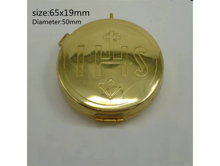 Pyx pour l'Eucharistie, porteur hôte en laiton catholique, église hospitalière religieuse, Pyxes de la Sainte Communion pour les hôtes
