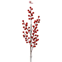Christmas Decorations Künstlicher Beerenzweig 58cm aus Schaumstoff Kunstzweig Dekozweig für Weihnachten Winterdeko Kränze Gestecke und Floristik Rot