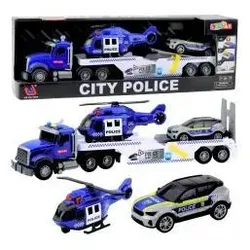 Lean Toys Polizeiwagen, Hubschrauber, Auto, Polizeiauto, Lichter, Geräusche